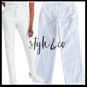 Style & Co. White Super Soft Stretch High Waist Straight Leg Jeans (12)